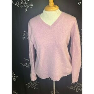 Charter Club Luxury Women XL Lavender Purple 100% Cashmere V-Neck Sweater Knit
